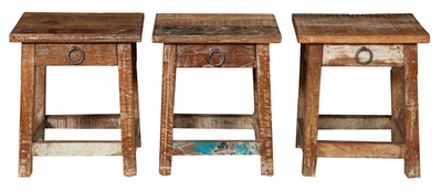 Biscottini PANCHETTO QUADRATO IN LEGNO VECCHIO RICICLATO DI TEAK dimensioni lunghezza