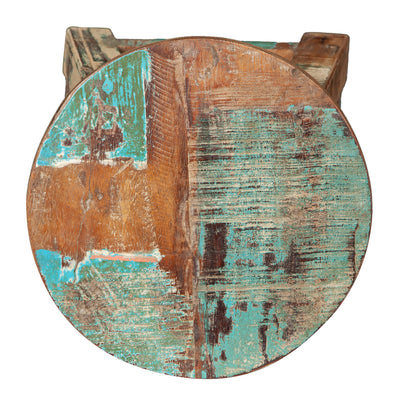 Biscottini PANCHETTO ROTONDO IN LEGNO VECCHIO RICICLATO DI TEAK dimensioni lunghezza