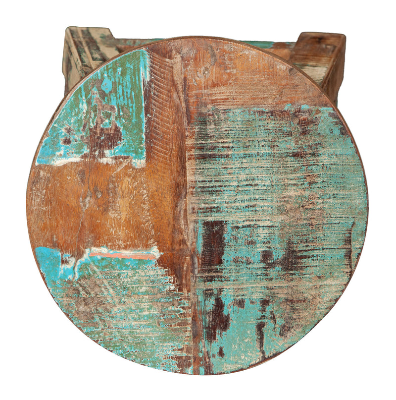 Biscottini PANCHETTO ROTONDO IN LEGNO VECCHIO RICICLATO DI TEAK dimensioni lunghezza