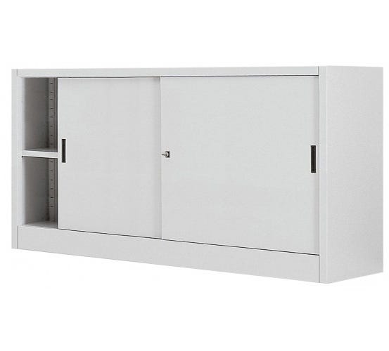 Armadio basso sopralzo di metallo verniciato con piani interni regolabili in altezza cm. 150x60x85H