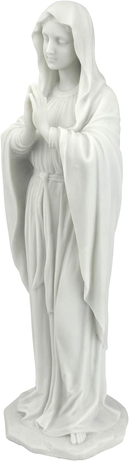 Design Toscano Beata Vergine Maria Statua, marmo-resina, bianco, Piccola 30,5 cm Statuetta