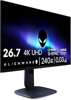 Alienware 27 Gaming Monitor - AW2725Q, 4K UHD (3840x2160), 240Hz, QD OLED, 0.03ms, NVIDIA G-SYNC Compatible, AMD FreeSync Premium Pro, HDR True Black 400, Dolby Vision, USB-C, 3 Year Warranty