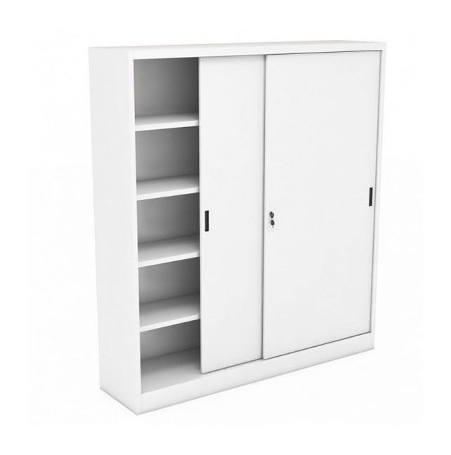 Armadio scorrevole in metallo verniciato a piani per ufficio cm. 180x60x200h