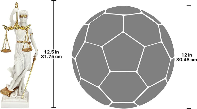 Design Toscano Themis La dea bendata della giustizia Statua regalo per avvocati, marmo-resina, bianco, 33 cm