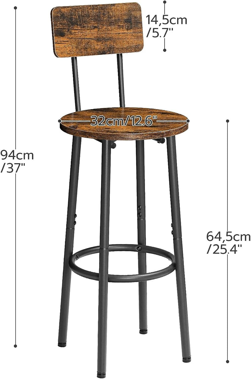 BUNDLE : 6 Sgabelli da Bar con Schienale+ 1 SET tavolo Bar con 2 Sgabelli