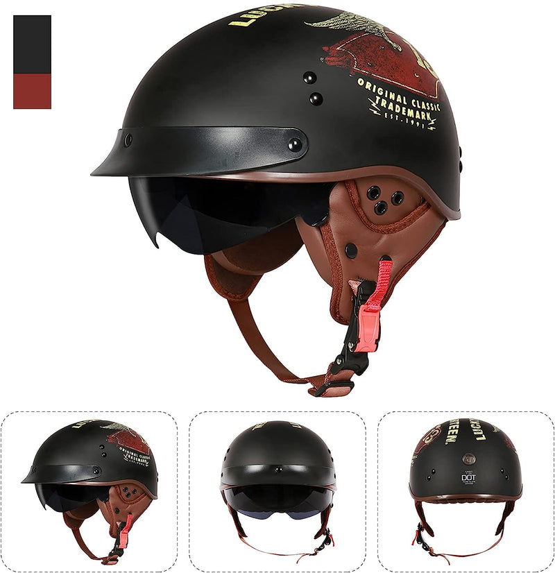 Casco Moto Adulto, Casco Semi Aperto Con Visiera. Casco Per Scooter Atv Casco, Casco Di Sicurezza Certificato ECE