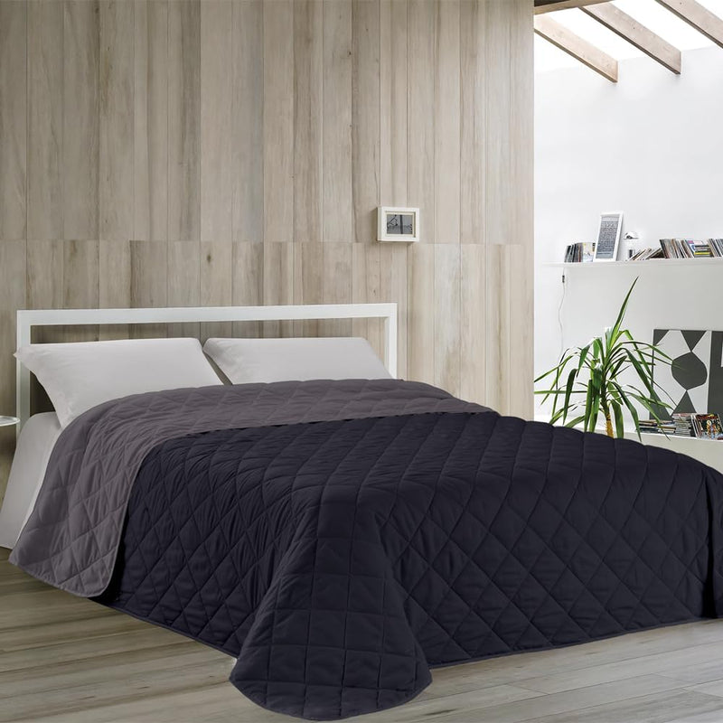 Dorian Home - Copriletto Trapuntato, Trapuntino Mezza Stagione, Trapunta Primaverile Autunnale Made in Italy. (Singolo 170 x 260 cm, Grigio Scuro/Grigio Chiaro)