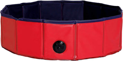 Piscina per Cani Pieghevole in PVC Piscinetta per Cani Bagno per Cani Piscina per Cani di Diverse Misure, (S) 80 cm Ø Altezza 20 cm Blu/Rosso