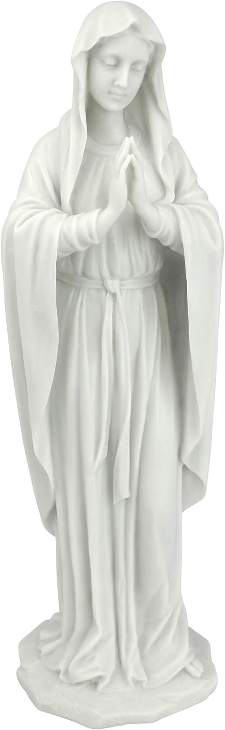 Design Toscano Beata Vergine Maria Statua, marmo-resina, bianco, Piccola 30,5 cm Statuetta