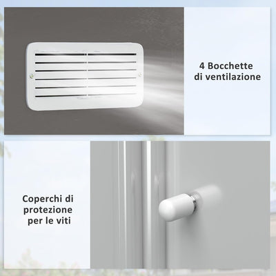 Casetta da Giardino con Base e Doppie Porte Scorrevoli in Lamiera di Acciaio, Capanno da Giardino in Acciaio, 277x195x192cm, Grigia