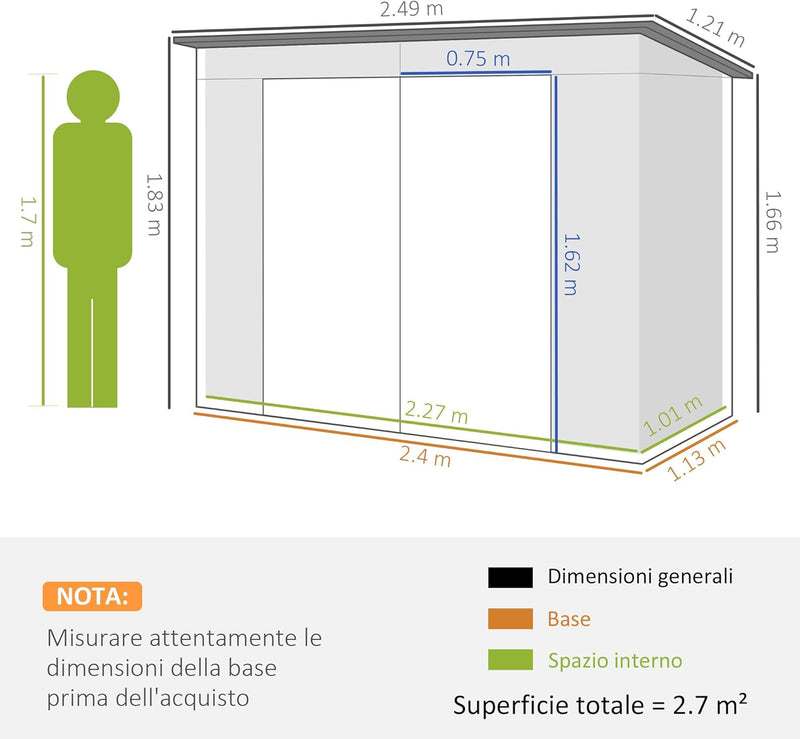 Capanno Porta Attrezzi con 2 Prese d&
