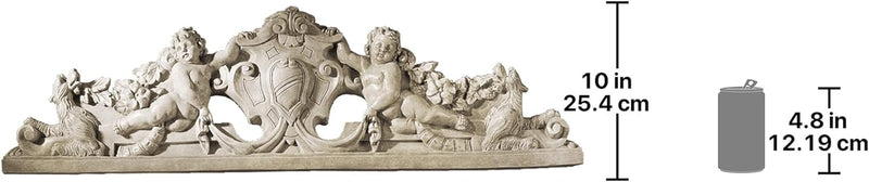 Frontone Scultoreo Da Parete Devonshire  94 cm Stile classico Decorazione murale Arte tradizionale Scultura Sacra Con Angeli per Ingresso