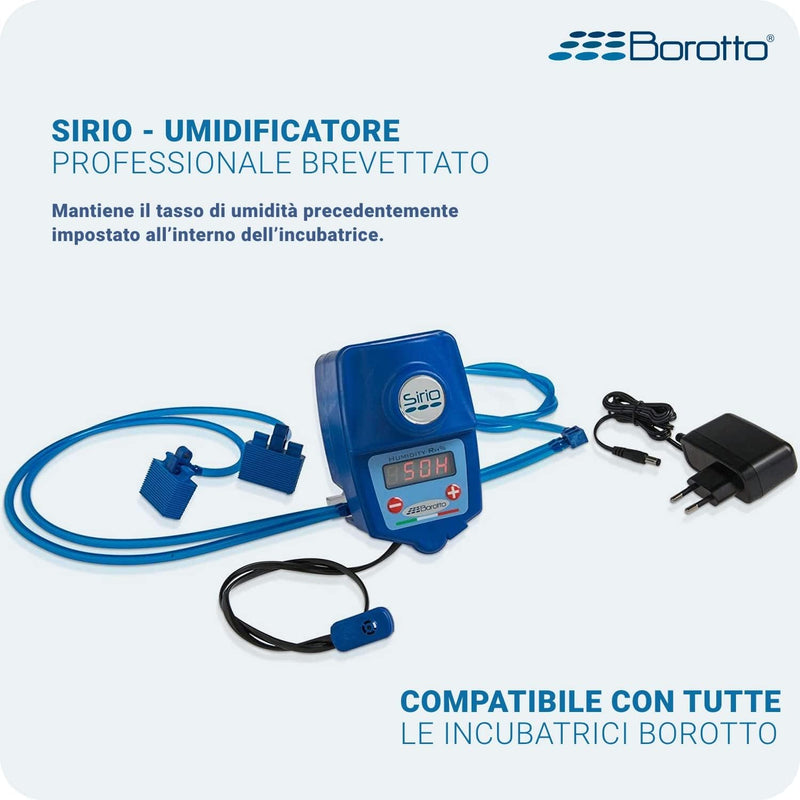 Borotto Lumia 8 Expert - Incubatrice per Uova Professionale Brevettata, Materiale Termoisolante con Antibatterico, con Umidificatore Automatico Sirio - per 8 Uova Medio/Grandi o 32 Uova Piccole