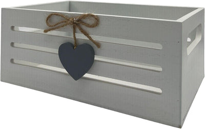 Cassetta cassettina in Legno Porta Oggetti Porta Pane Decoro Cuore 20 * 13 * 8,5 cm Shabby Chic con Manici YAT-738258