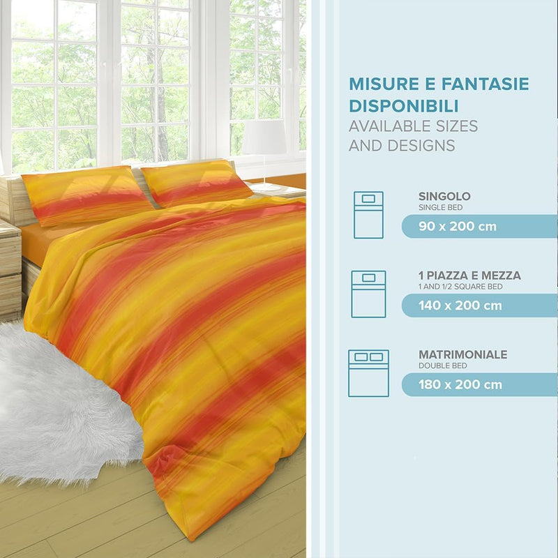 Dorian Home Completo Letto Singolo, Set Completo lenzuola, Lenzuola Letto Singolo 100% Cotone 90x200 cm, Lenzuolo Sotto, Lenzuolo Sopra e Una Federa, Made in Italy, Smeralda Arancio