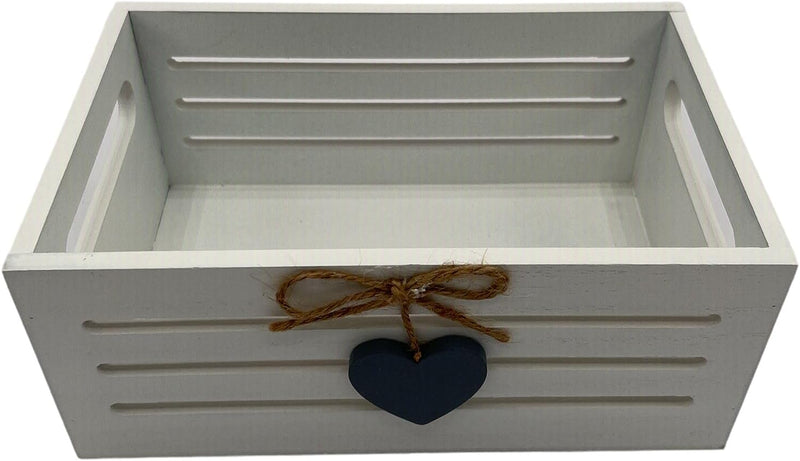 Cassetta cassettina in Legno Porta Oggetti Porta Pane Decoro Cuore 20 * 13 * 8,5 cm Shabby Chic con Manici YAT-738258