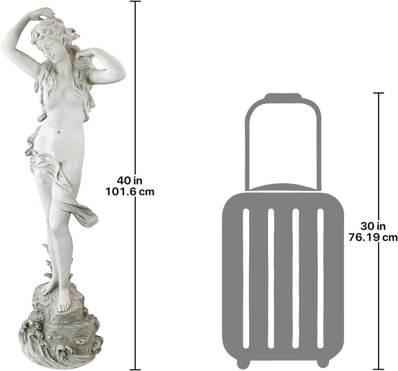 Design Toscano Risveglio primaverile Donna Classica Statua da giardino, poliresina, pietra antica, 102 cm