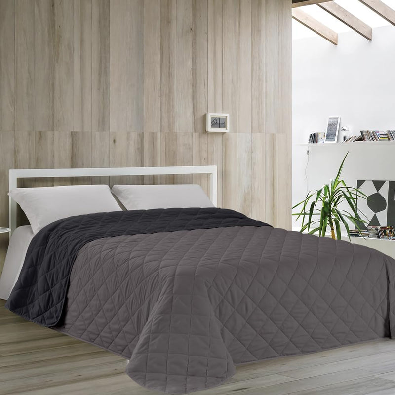 Dorian Home - Copriletto Trapuntato, Trapuntino Mezza Stagione, Trapunta Primaverile Autunnale Made in Italy. (Singolo 170 x 260 cm, Grigio Scuro/Grigio Chiaro)