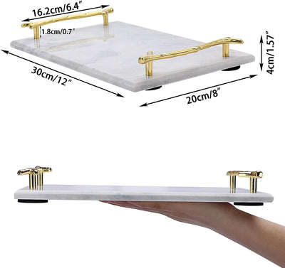 vassoio da portata rettangolare in marmo con manici a foglia piatto da portata vassoio piatto portagioie per tavolino soggiorno cucina portaoggetti articoli da toeletta gioielli torta