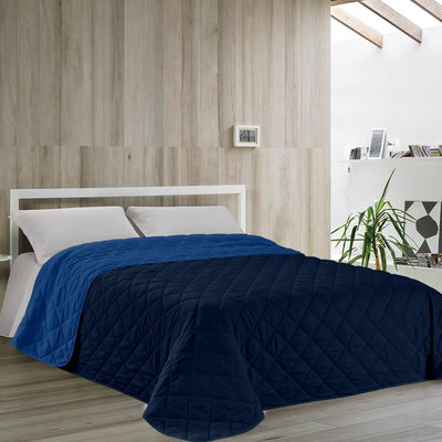 Dorian Home - Copriletto Trapuntato, Trapuntino Mezza Stagione, Trapunta Primaverile Autunnale Made in Italy. (Matrimoniale 270 x 260 cm, Blu Notte/Blu Royal)