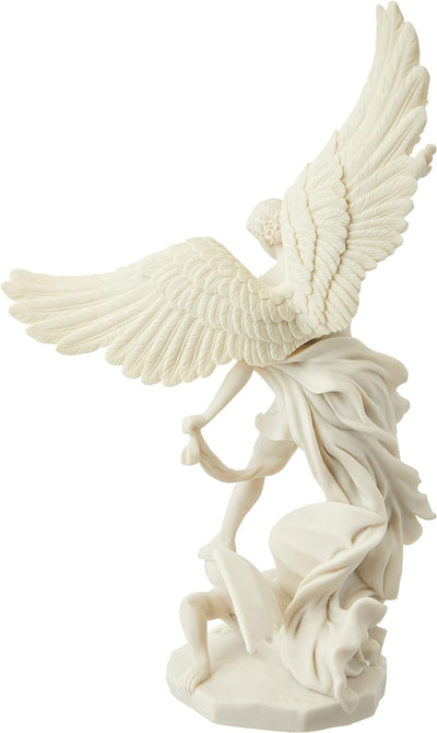 Design Toscano Statua in Polvere di Marmo Arcangelo Michele, Bianco, 12.5x25.5x38 cm