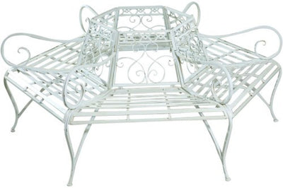 Biscottini Panchina Liberty ad albero in ferro battuto finitura bianca anticata