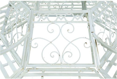 Biscottini Panchina Liberty ad albero in ferro battuto finitura bianca anticata