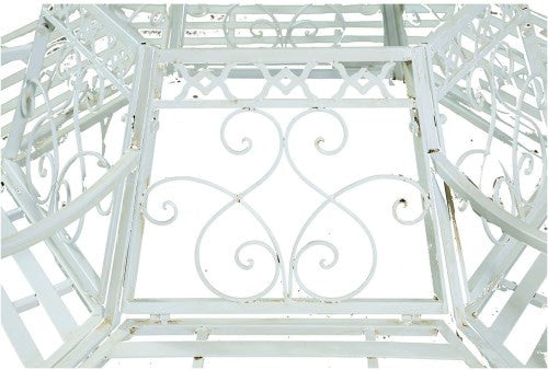 Biscottini Panchina Liberty ad albero in ferro battuto finitura bianca anticata