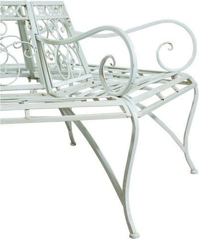 Biscottini Panchina Liberty ad albero in ferro battuto finitura bianca anticata