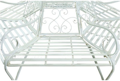 Biscottini Panchina Liberty ad albero in ferro battuto finitura bianca anticata