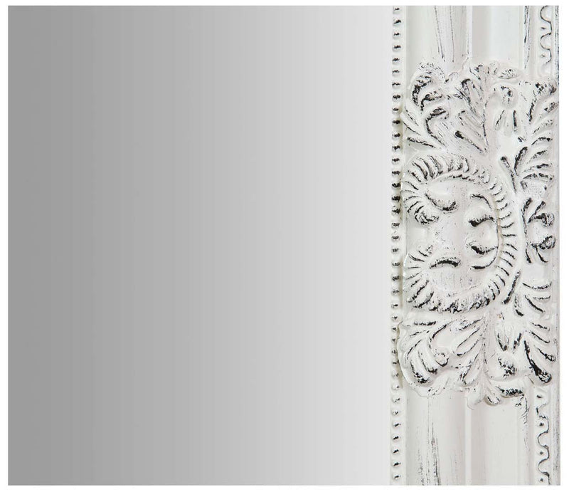 Biscottini Specchio Specchiera da parete e appendere verticale e orizzontale finitura bianco anticato con rifiniture in nero