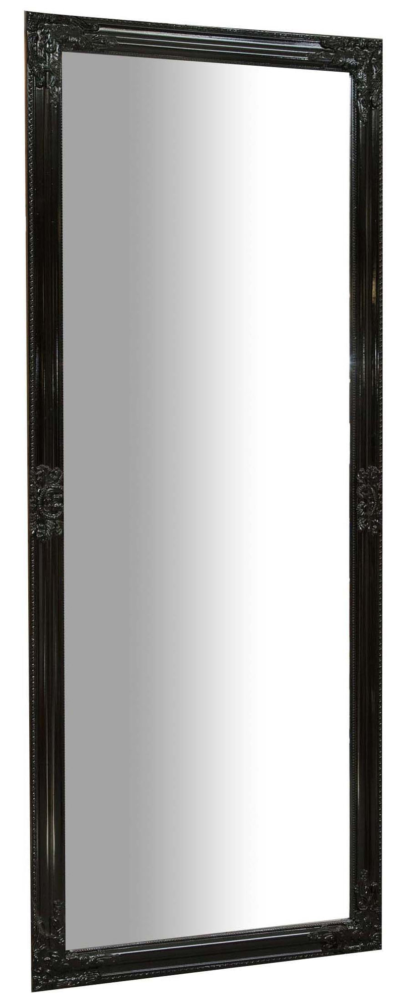 Biscottini Specchio Specchiera da parete e appendere verticale/orizzontale L72xPR4xH180 cm finitura nero lucido.