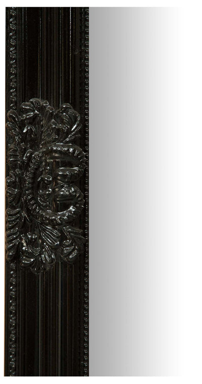 Biscottini Specchio Specchiera da parete e appendere verticale/orizzontale L72xPR4xH180 cm finitura nero lucido.