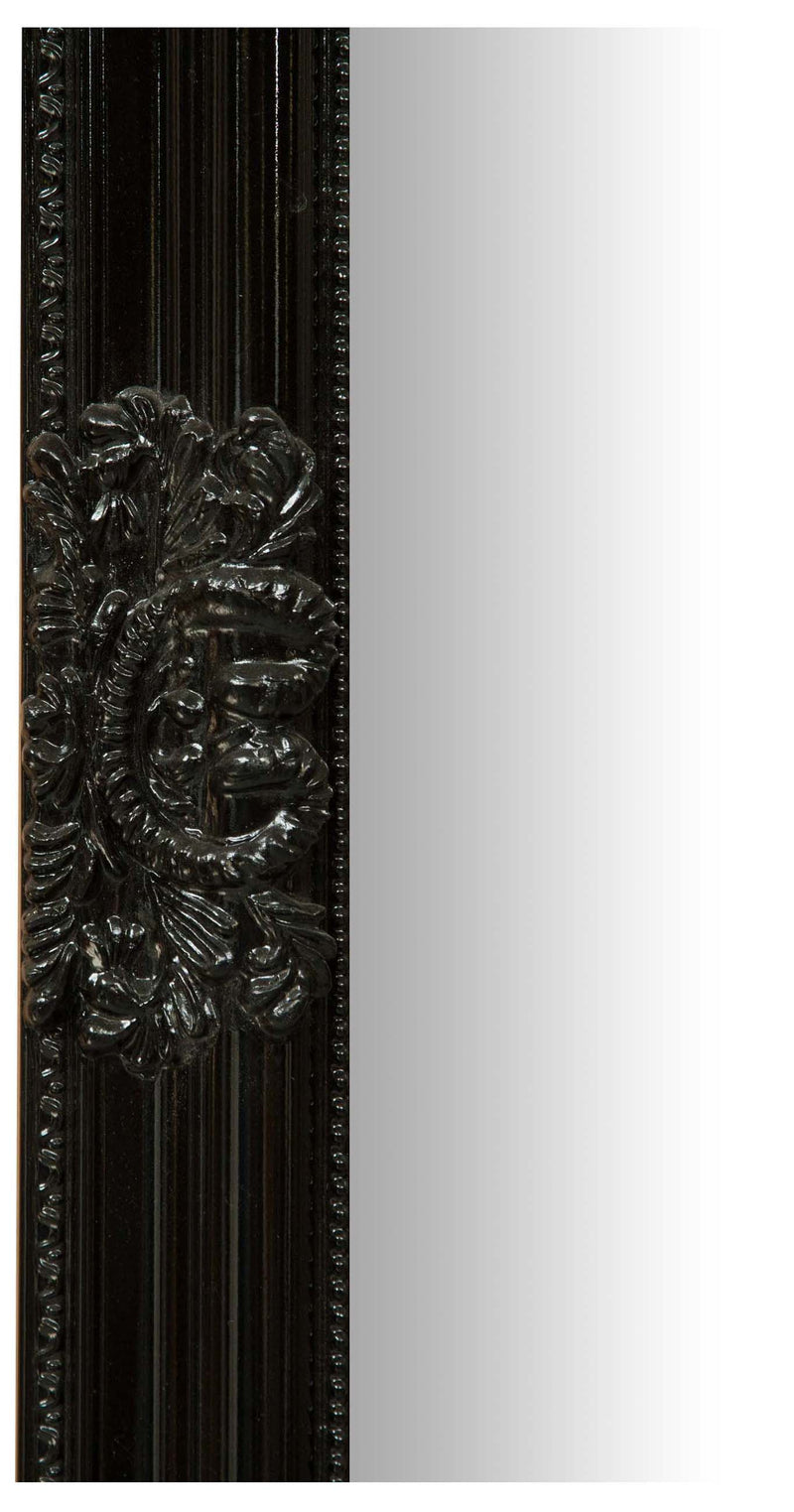 Biscottini Specchio Specchiera da parete e appendere verticale/orizzontale L72xPR4xH180 cm finitura nero lucido.