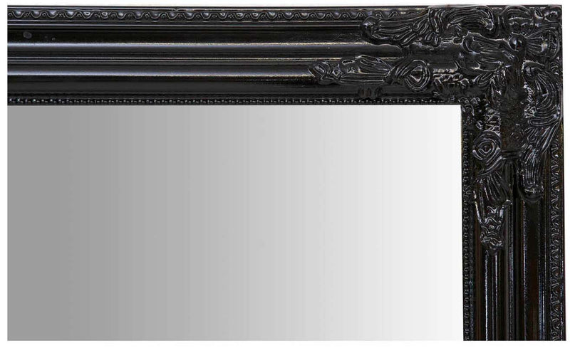 Biscottini Specchio Specchiera da parete e appendere verticale/orizzontale L72xPR4xH180 cm finitura nero lucido.