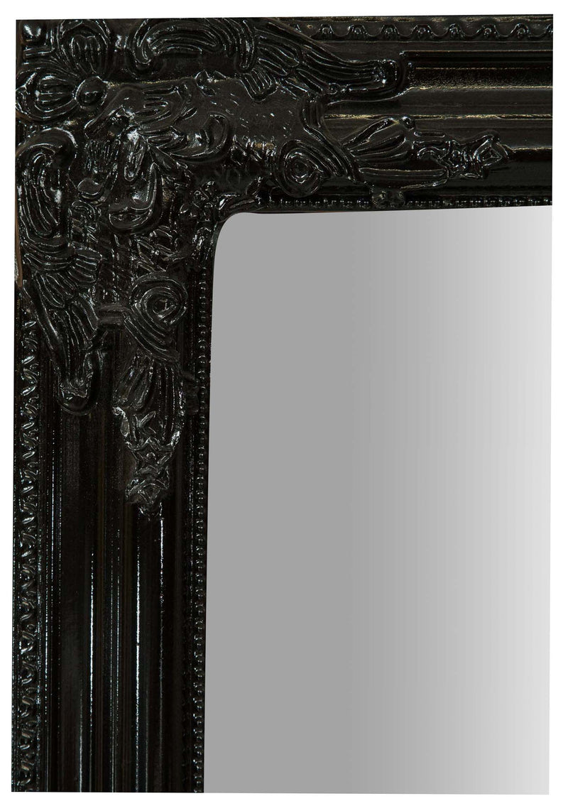 Biscottini Specchio Specchiera da parete e appendere verticale/orizzontale L72xPR4xH180 cm finitura nero lucido.