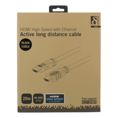 Deltaco HDMI-1250 cavo HDMI 25 m HDMI tipo A [Standard] Nero (DELTACO HDMI-1250 - HDMI med Ethernet-)