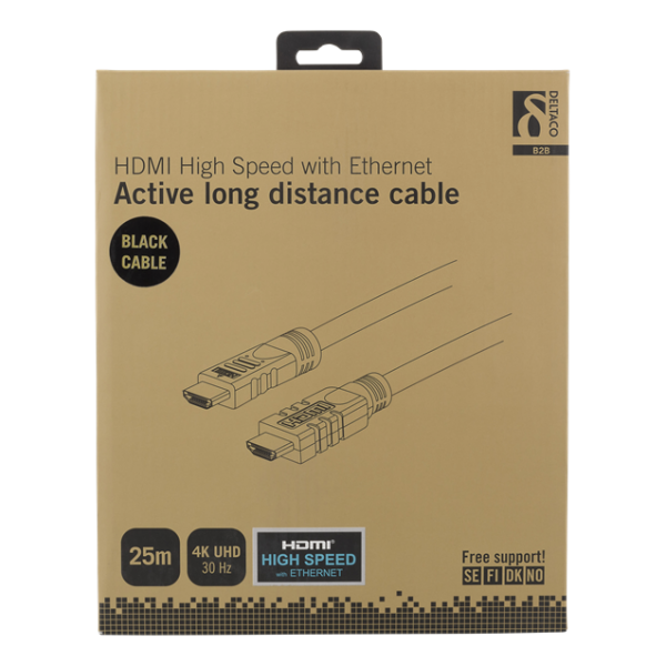 Deltaco HDMI-1250 cavo HDMI 25 m HDMI tipo A [Standard] Nero (DELTACO HDMI-1250 - HDMI med Ethernet-)