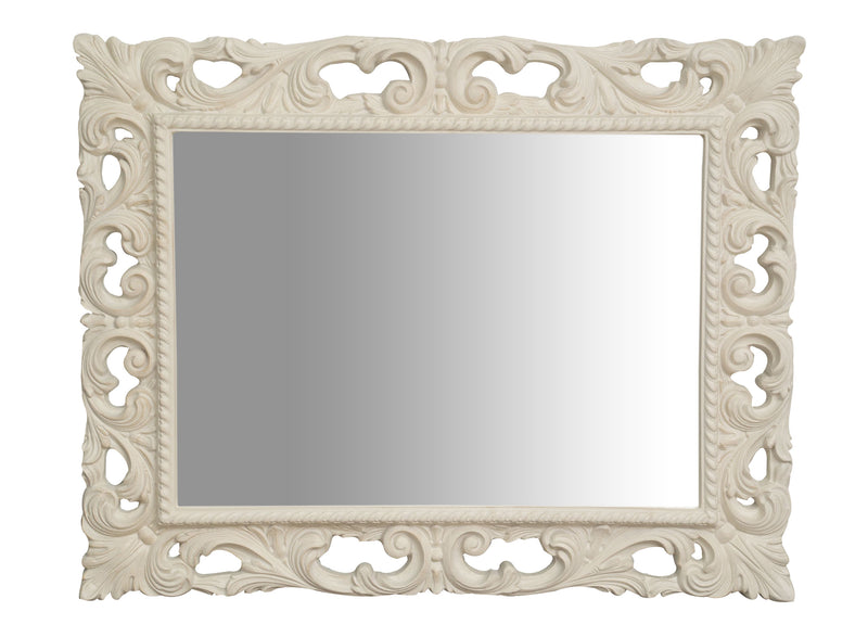 Biscottini SPECCHIERA DA PARETE IN LEGNO FINITURA BIANCA ANTICATA MADE IN ITALY realizzata