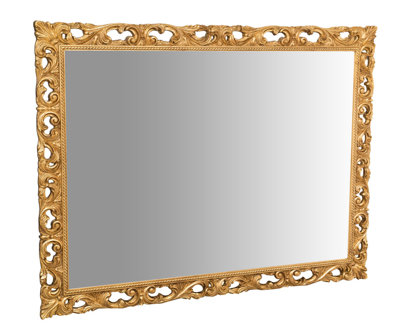 Biscottini SPECCHIERA DA PARETE IN LEGNO FINITURA FOGLIA ORO ANTICATO MADE IN ITALY