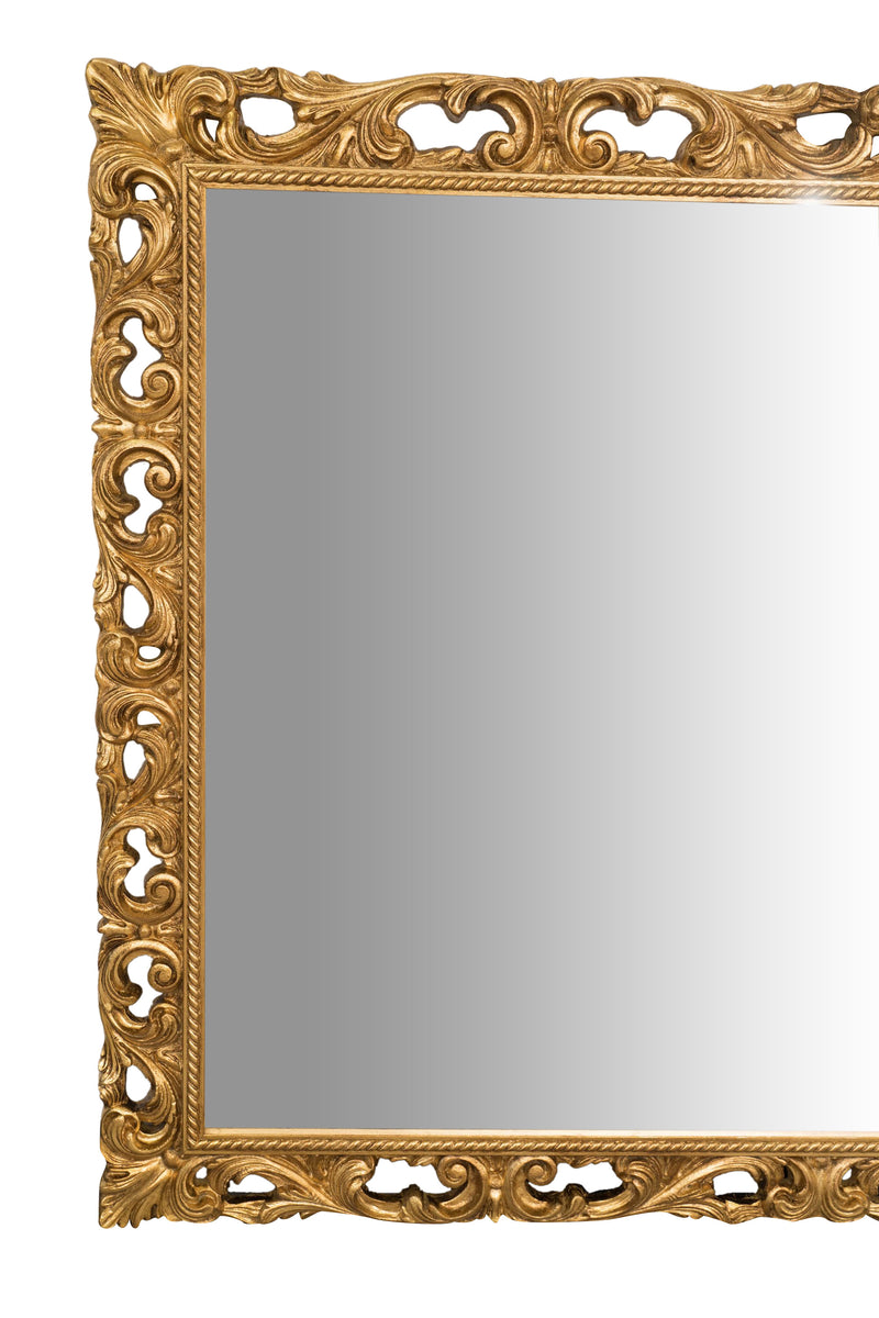 Biscottini SPECCHIERA DA PARETE IN LEGNO FINITURA FOGLIA ORO ANTICATO MADE IN ITALY