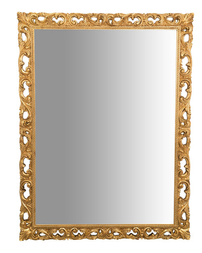 Biscottini SPECCHIERA DA PARETE IN LEGNO FINITURA FOGLIA ORO ANTICATO MADE IN ITALY