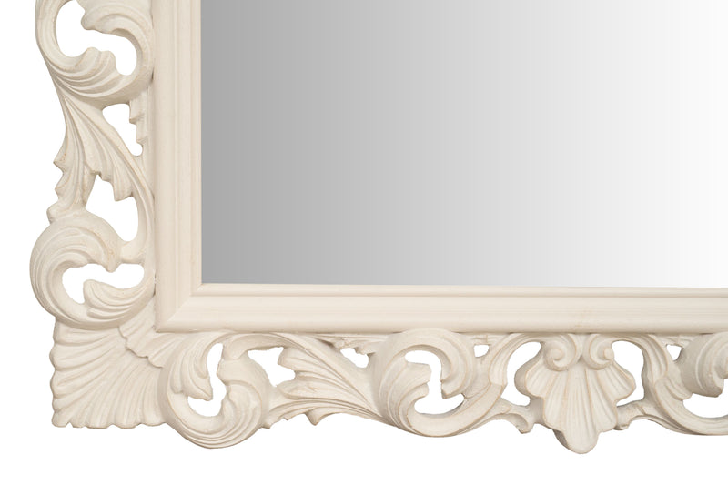 Biscottini SPECCHIERA DA PARETE IN LEGNO FINITURA BIANCA ANTICATA MADE IN ITALY realizzata