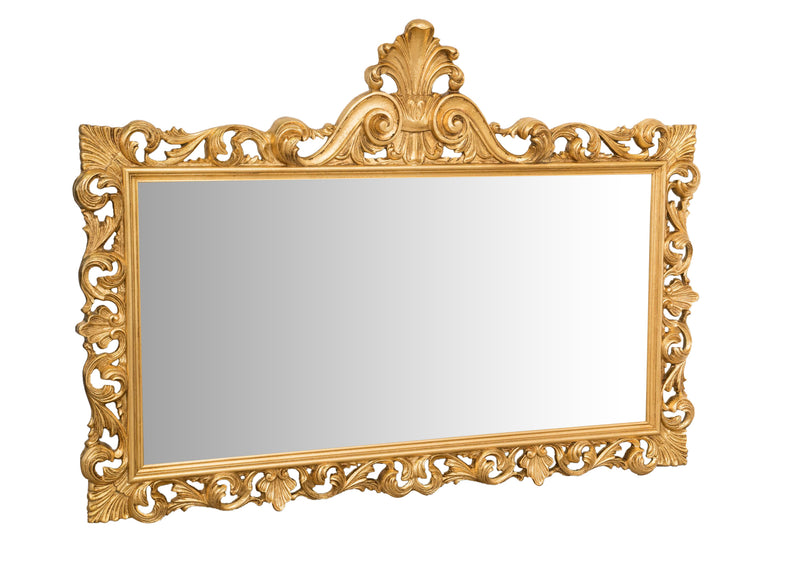 Biscottini SPECCHIERA DA PARETE IN LEGNO FINITURA FOGLIA ORO ANTICATO MADE IN ITALY