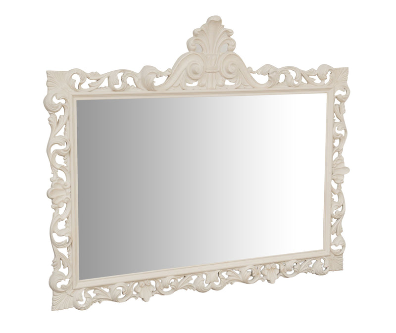 Biscottini SPECCHIERA DA PARETE IN LEGNO FINITURA BIANCA ANTICATA MADE IN ITALY realizzata