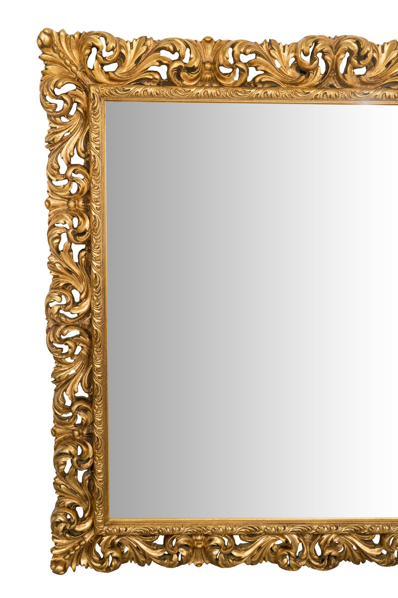 Biscottini SPECCHIERA DA PARETE IN LEGNO FINITURA FOGLIA ORO ANTICATO MADE IN ITALY