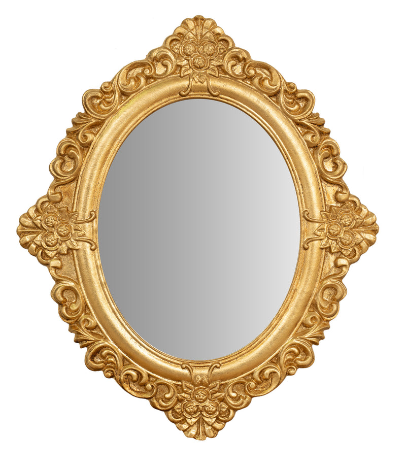 Biscottini Specchiera da appendere da parete in legno finitura foglia oro anticato Made in Italy