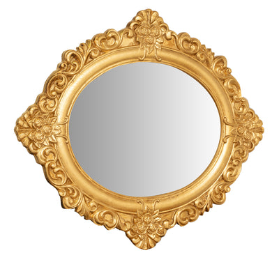 Biscottini Specchiera da appendere da parete in legno finitura foglia oro anticato Made in Italy