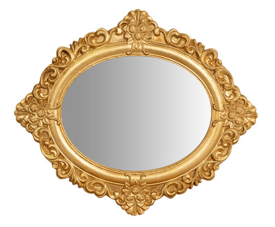 Biscottini Specchiera da appendere da parete in legno finitura foglia oro anticato Made in Italy