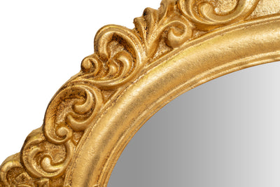 Biscottini Specchiera da appendere da parete in legno finitura foglia oro anticato Made in Italy